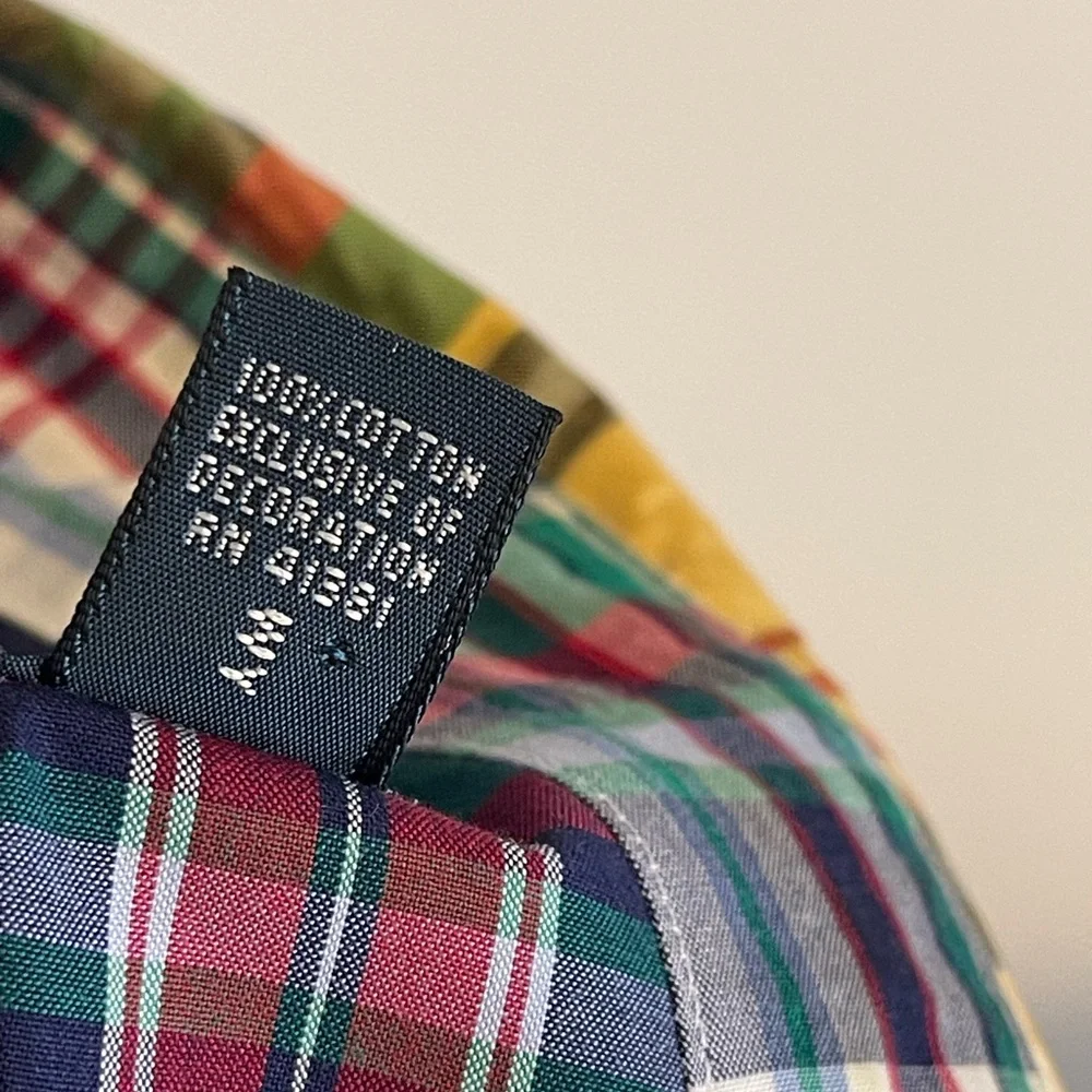 Ralph‎ Lauren Custom Fit Plaid Cotton Button Down Shirt Polo L